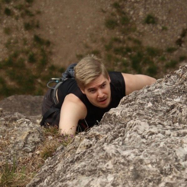 Looking at the top of an outdoor climb